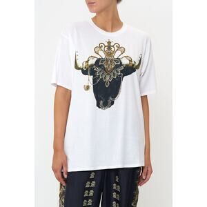Camilla oversize rhinestone band tee "Its all over torero". S NWT